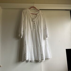 J. Jill White Cotton Tiered Peasant Dress